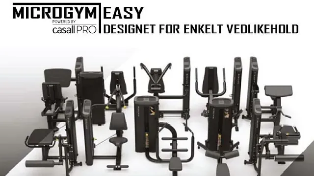 Treningsutstyr fra Microgym Easy-serien, designet for enkelt vedlikehold.